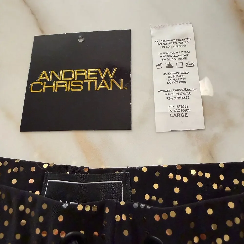 Andrew Christian Nightlife Dance Shorts Color Black Gold Size Large